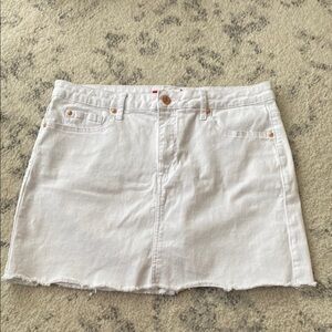 💚 Guess | White Denim Mini Skirt - distressed - Large